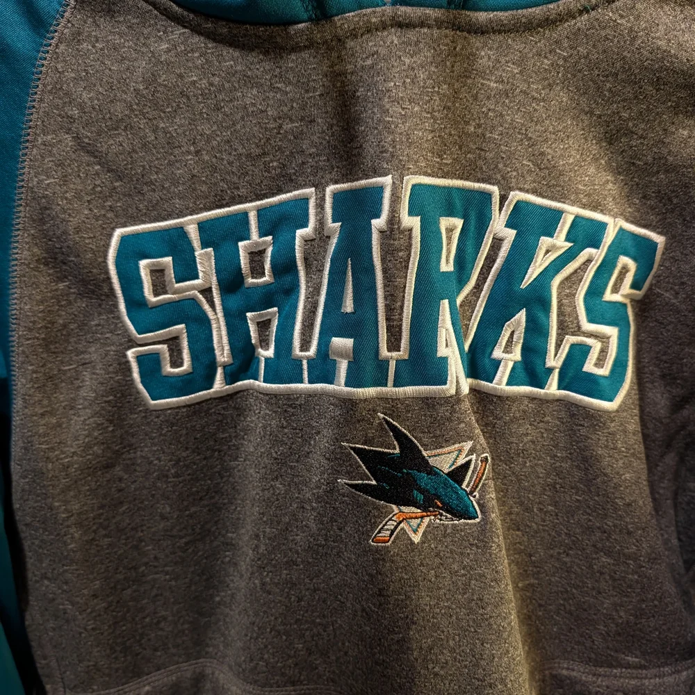 NHL San Jose Sharks Teal and Gray Hoodie Large - Picture 4 of 13
